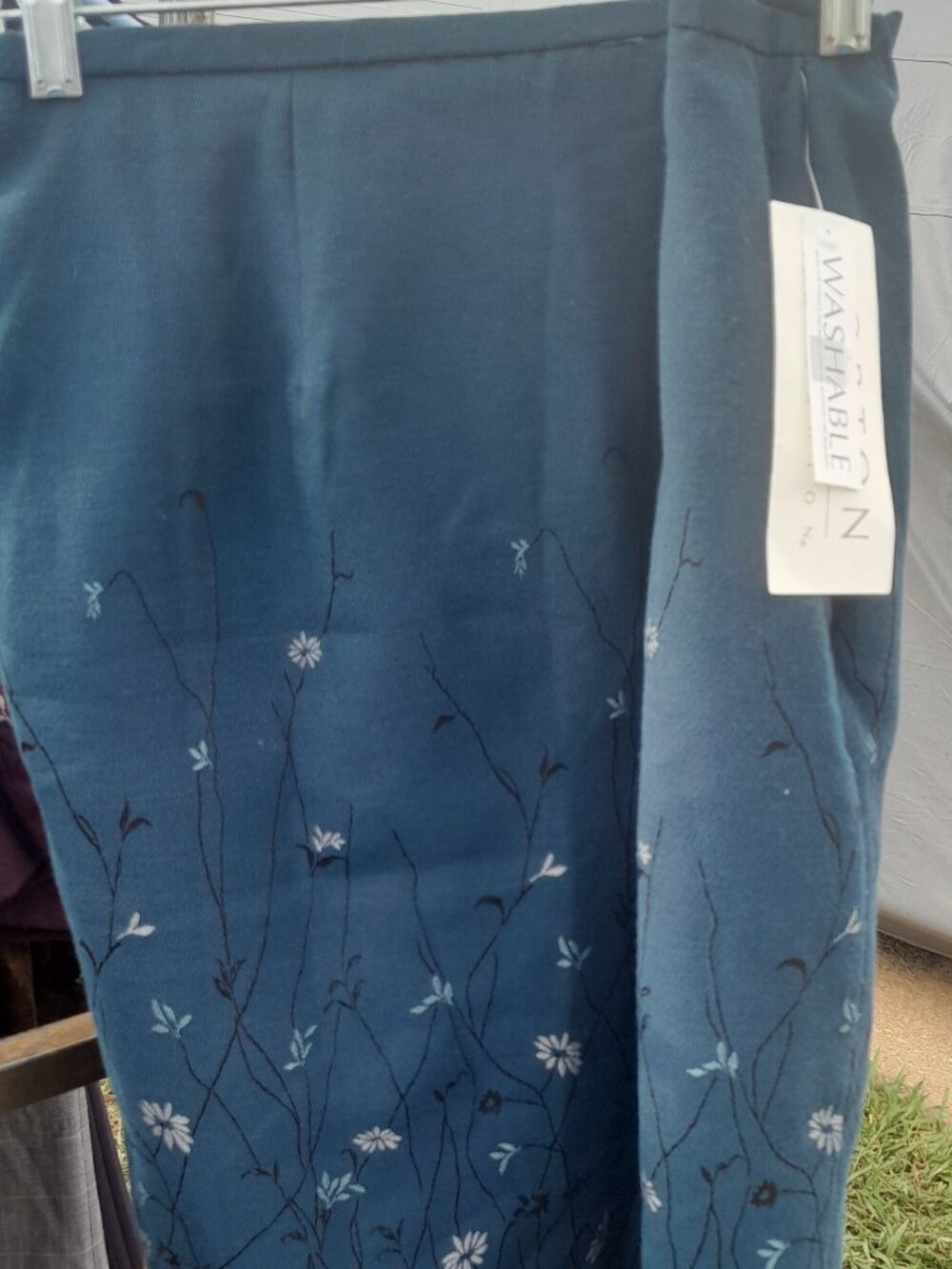 NWT Vintage Norton McNaughton Teal Blue Floral Midi Skirt Size 18 Cottagecore